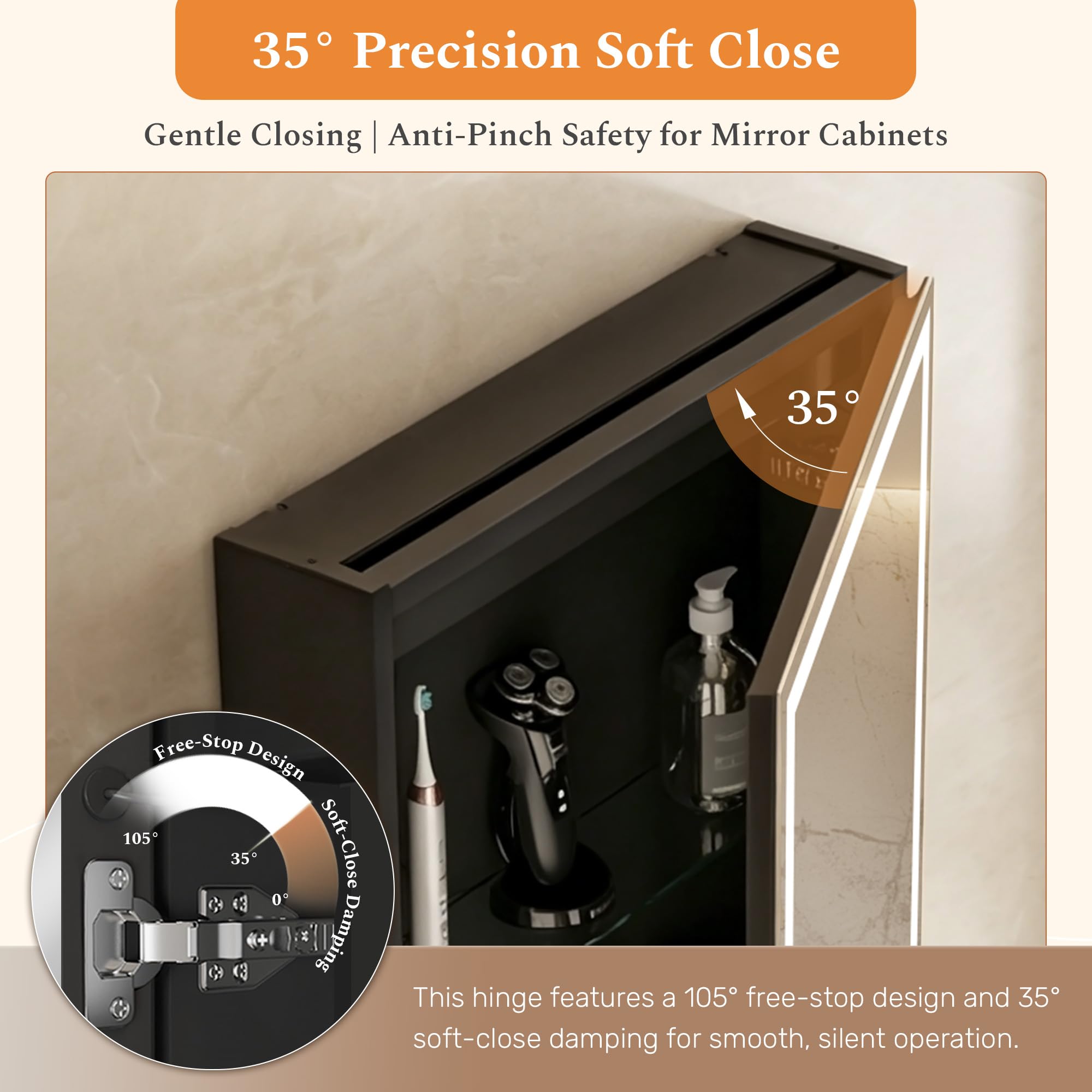 Armoire à Pharmacie Miroir LED modulaire Avec Cadre en Aluminium Anti-buée, éclairage réglable, Prises intégrées et Ports USB – à Fixer au Mur (20x28 Armario con bisagra Derecha LED)