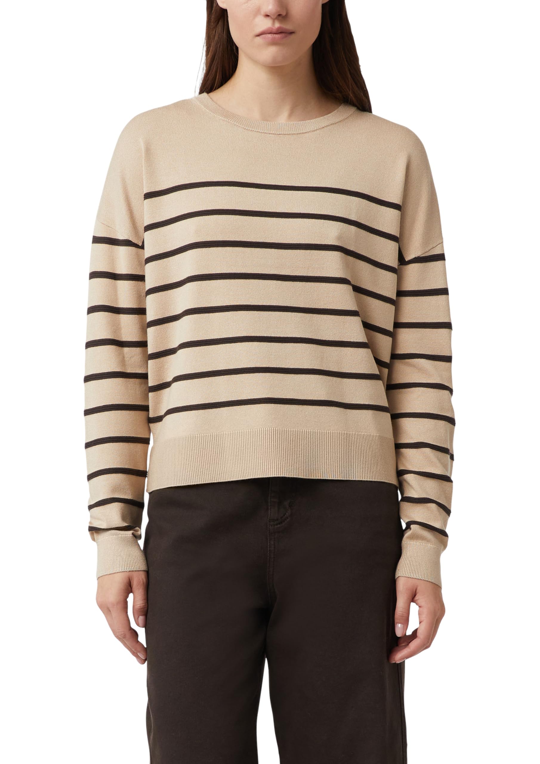 Comma Feinstrickpullover aus Viskosemix mit Strukturstreifen