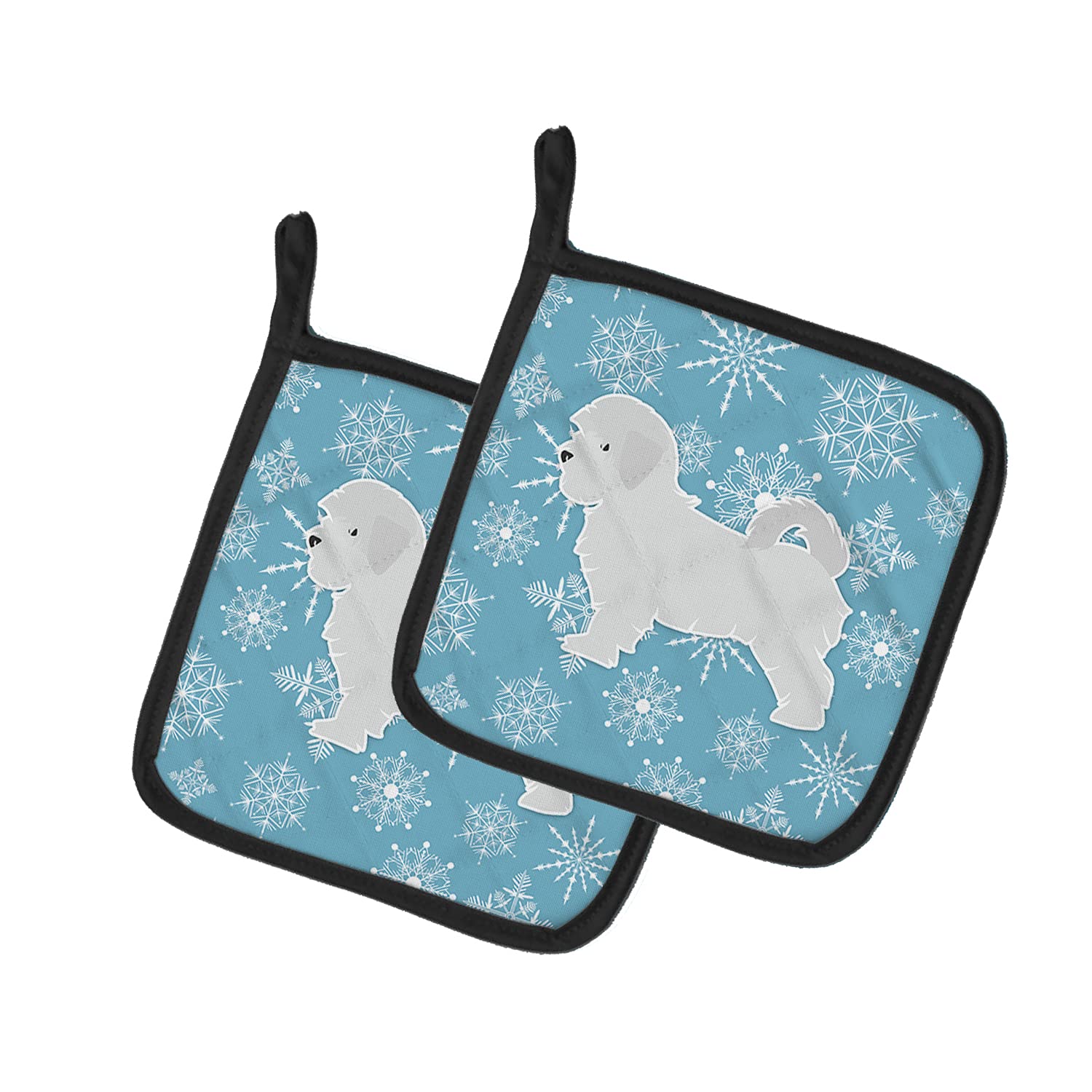 Agarraderas de tela BB3536PTHD con diseño de copos de nieve malteses
