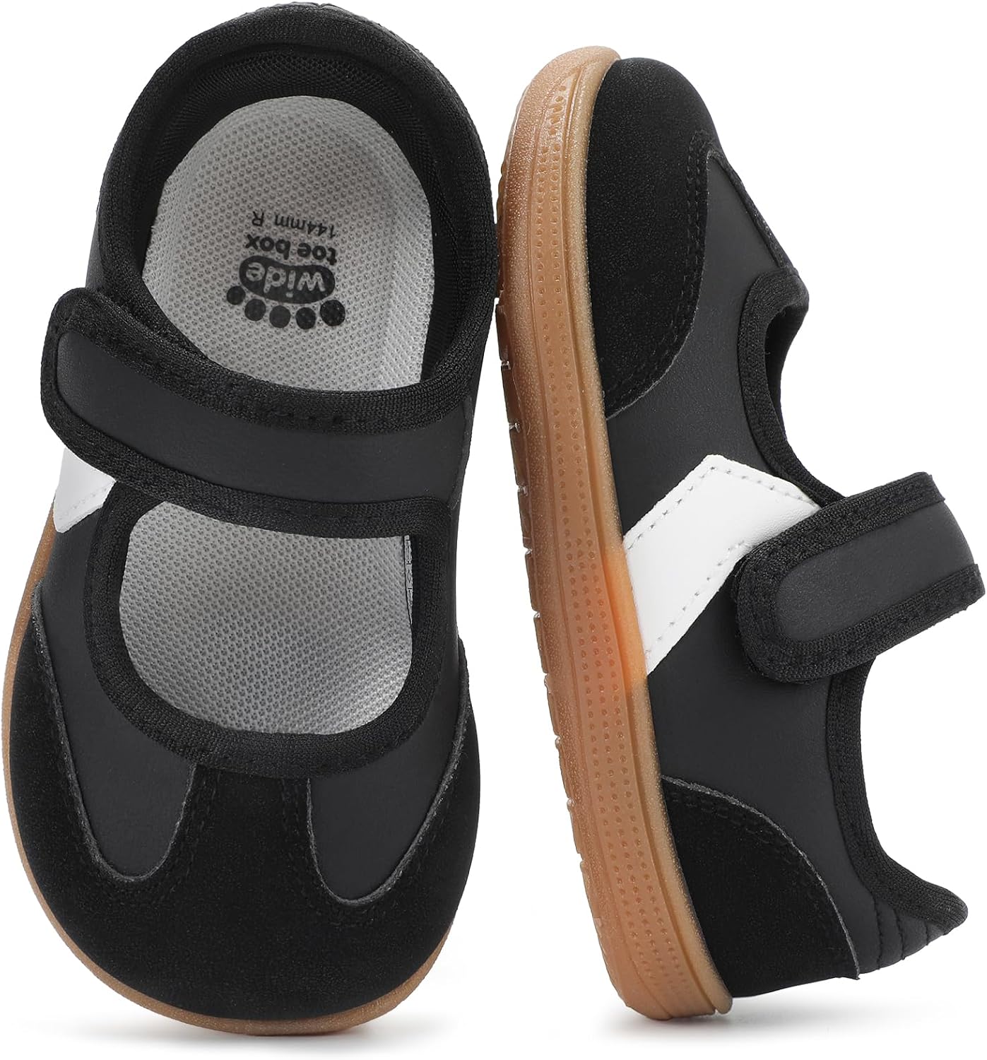 Toddler Girl Mary Jane Shoes Sporty Classic Sneakers | Wide Toe Box,Non Slip,Hook and Loop,Barefoot Walking Shoe for School