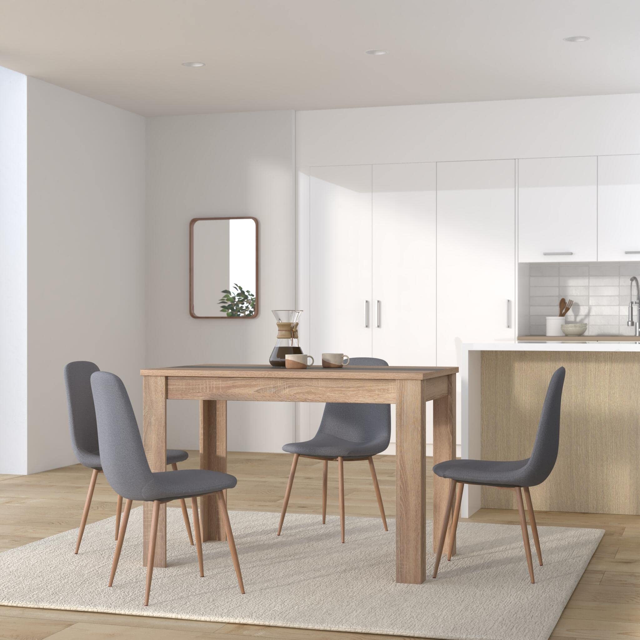 byLIVING Eettafel NORI/moderne keukentafel in eiken-look/onderstel melamine wit/grote tafel / 140 x 80, H 75 cm
