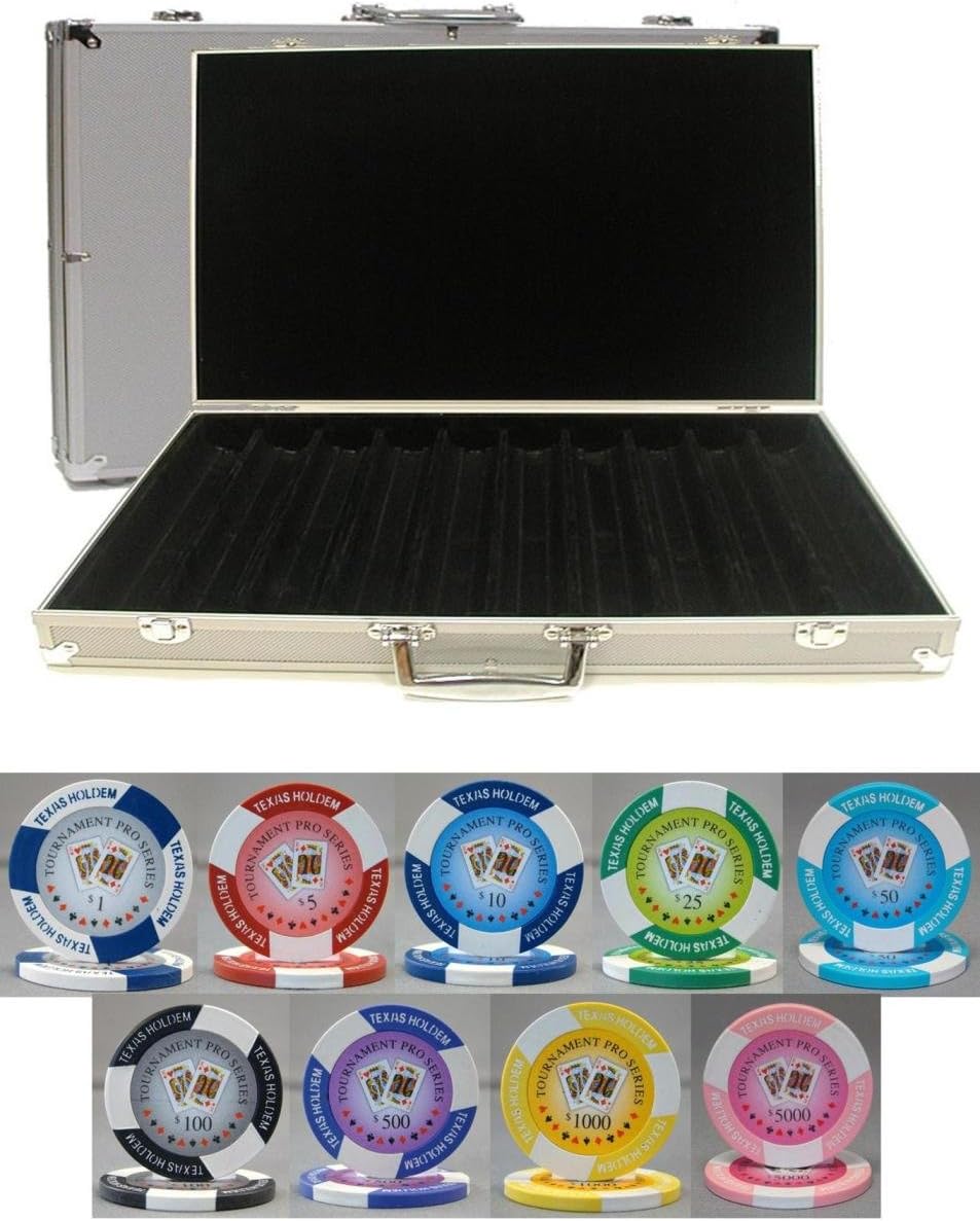Set de Poker Tournament PRO 1000 fichas con caja aluminio miniatura 1