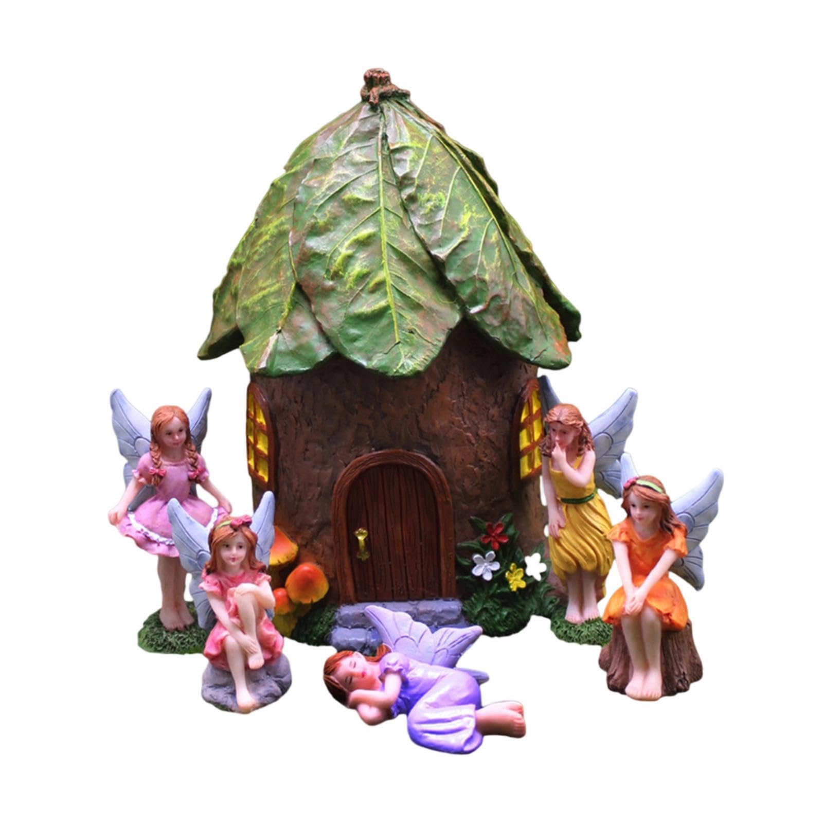 6 Piezas Figuras de Hada Miniatura con Accesorios Florales Y de Resina Ornamentos con Decoración Creativa Adecuadas para Regalo