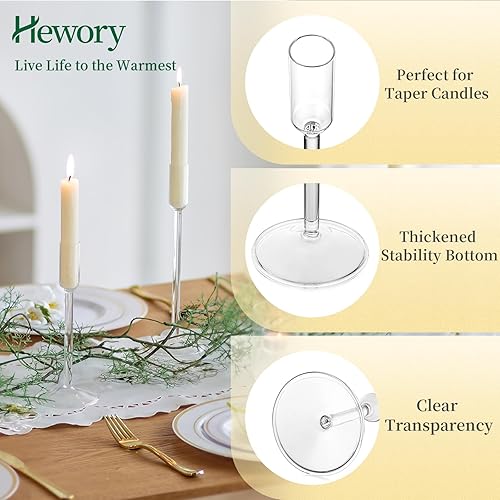 Miniatura 6 de Portavelas de vidrio Portavelas Hewory Taper, 8 portavelas palo, candelabros altos transparentes para centro de mesa, boda, Navidad, decoración de