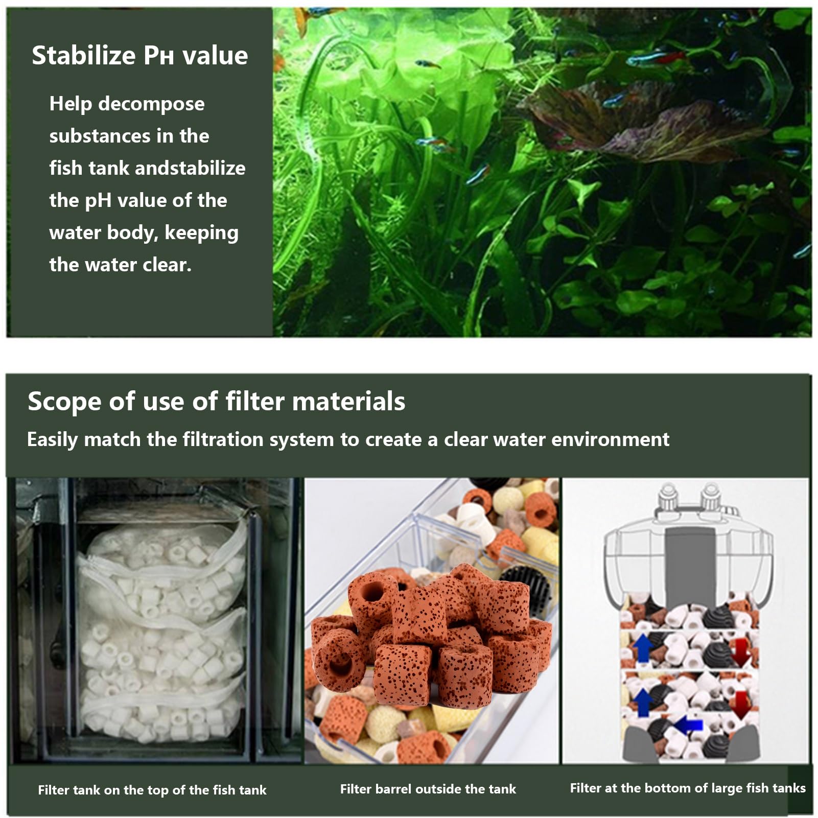 Filtre d'aquarium Flottant en céramique, 5.6lb, avec Surface Poreuse, pour Aquarium d'eau Douce et d'eau salée