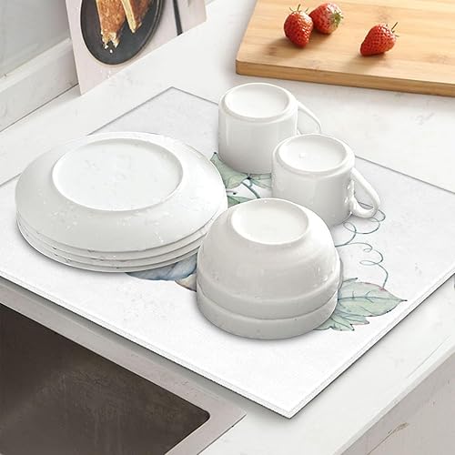 Miniatura 8 de Tapete de secado de platos de calabaza otoño para encimera de cocina, absorbente, de 16 x 18 pulgadas, placa de microfibra de vidrio, almohadilla de