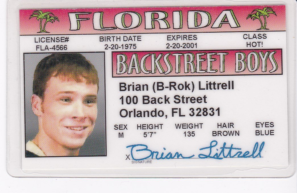 Brian Littrell Novelty Drivers License / Fake I.d. Identification for Backstreet Boys Fans by Signs4Fun