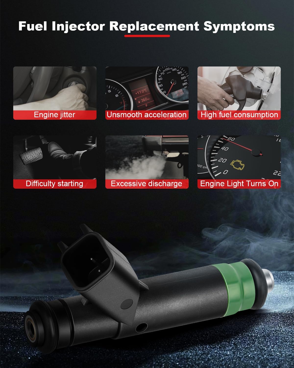 8Pcs Powerful Performance 53032704AB Fuel Injectors Compatible for 2007 for Aspen 4door Sport Utility 4.7L 2005-2007 for Dakota 4door Extended Cab Pickup 4.7L, 4Holes Fuel Injector Kit