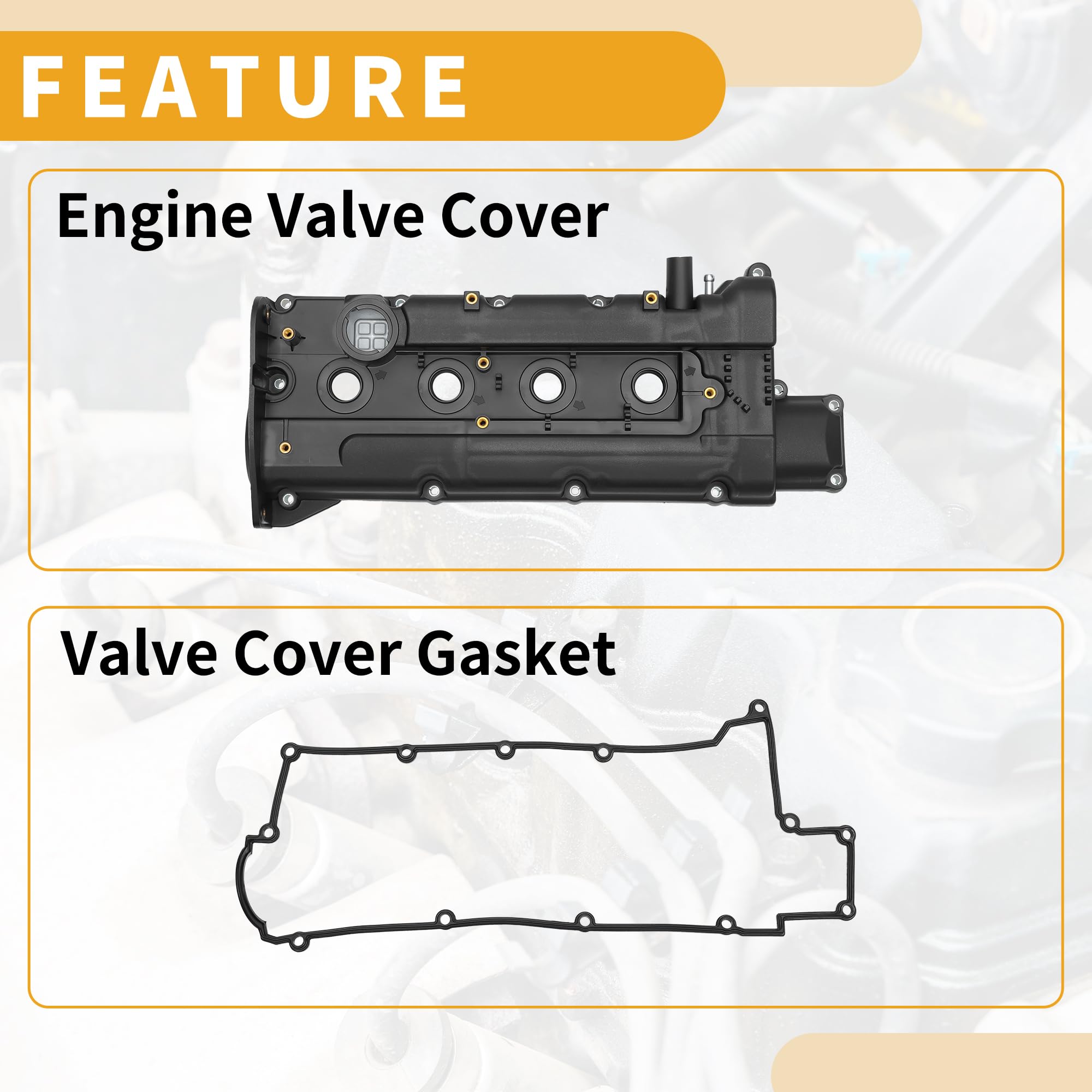 Coperchio della Valvola del Motore No.2241023010 Coperchio della Valvola Anteriore per Hyundai Elantra 1.8L 2.0L Plastica Nera con Guarnizione