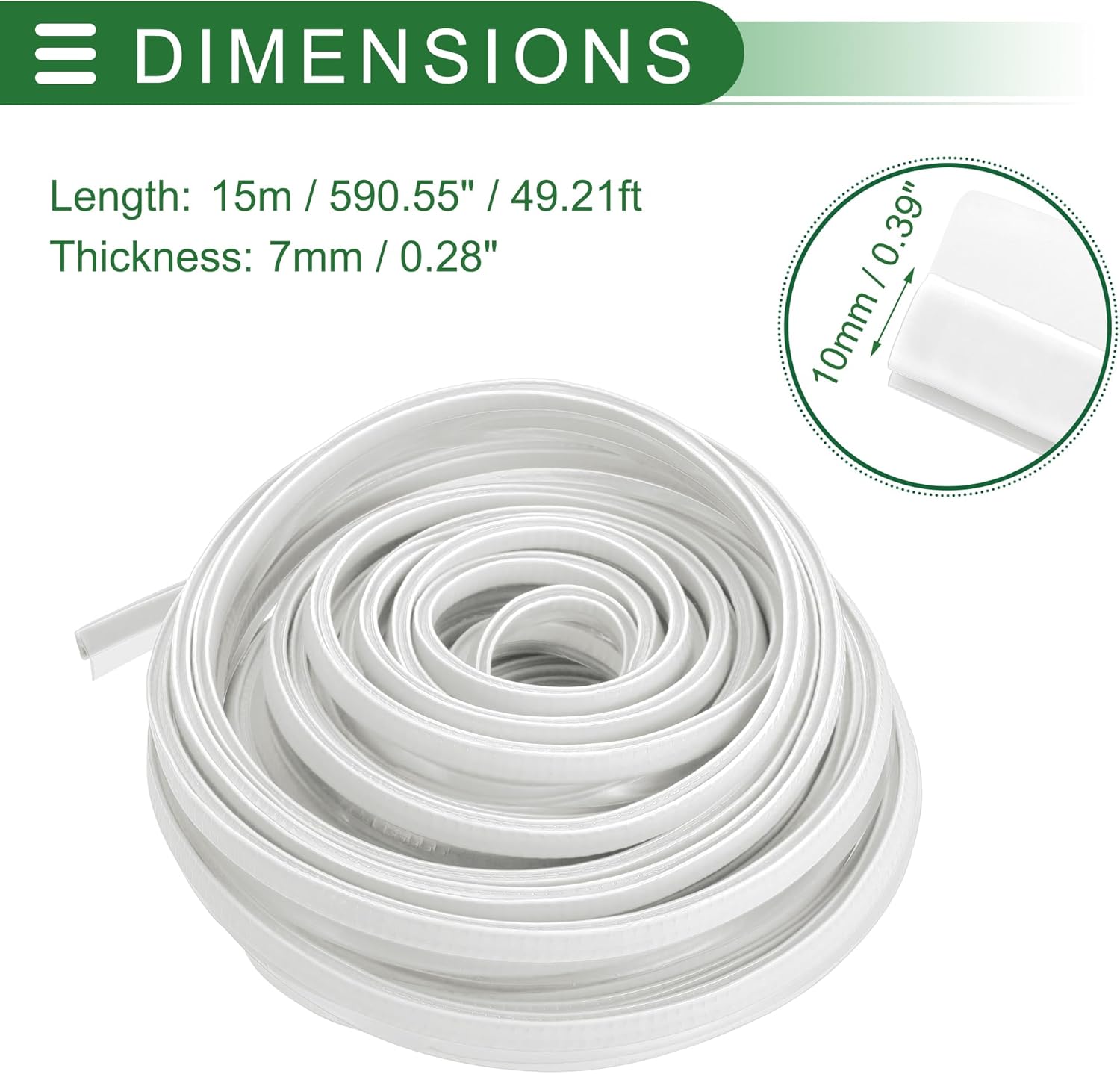 Motoforti Universal Car Door Edge Protective Sealing Strip U-Type Door Scratch Protection Guard, 49.21ft 15m, Anti-scratch Collision, Rubber, White