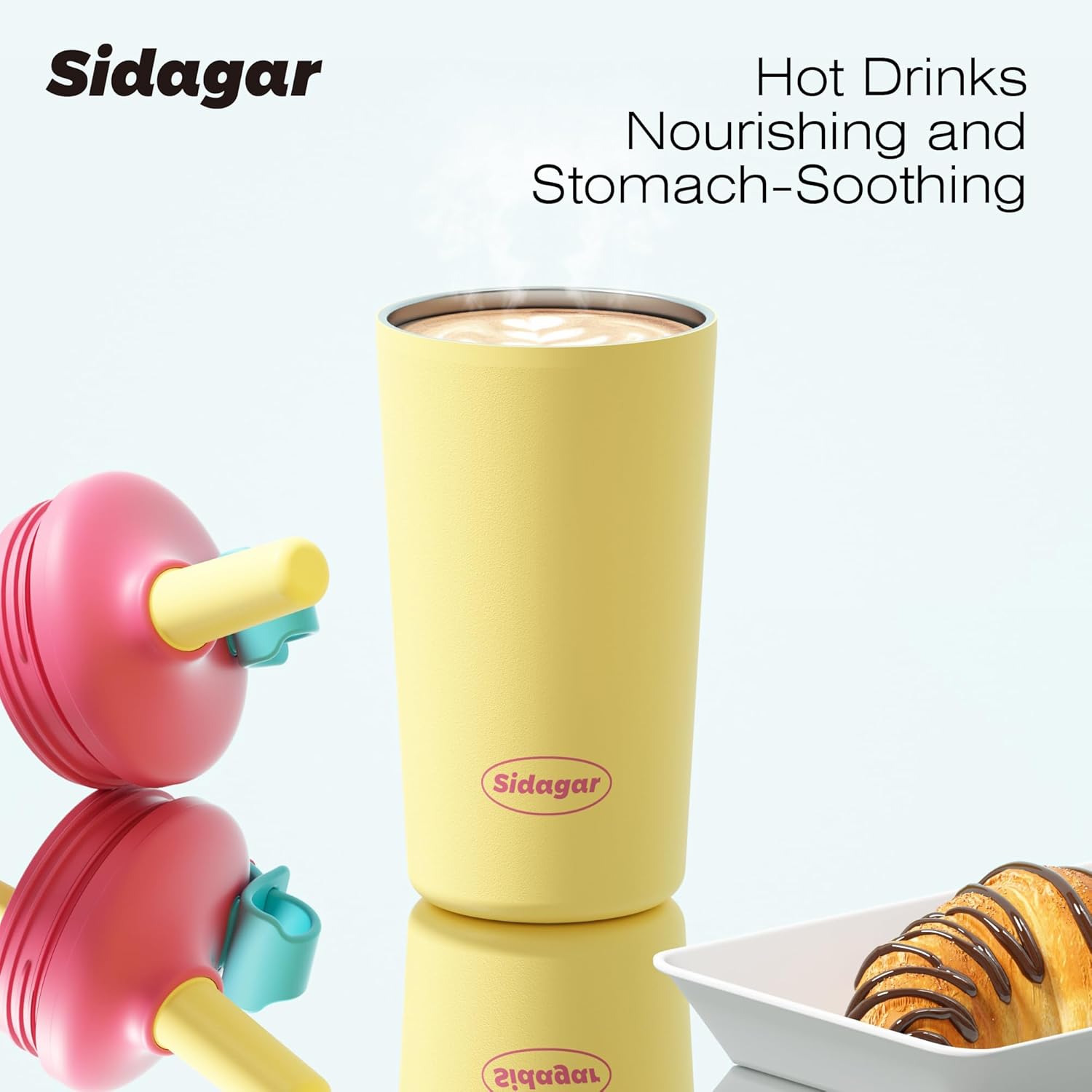 16 oz Coffee Tumbler, Stainless Steel Leak proof Travel Mug, Insulated Coffee cup with Lid and Straw, Drinks Flask for Women yellow - Image 9