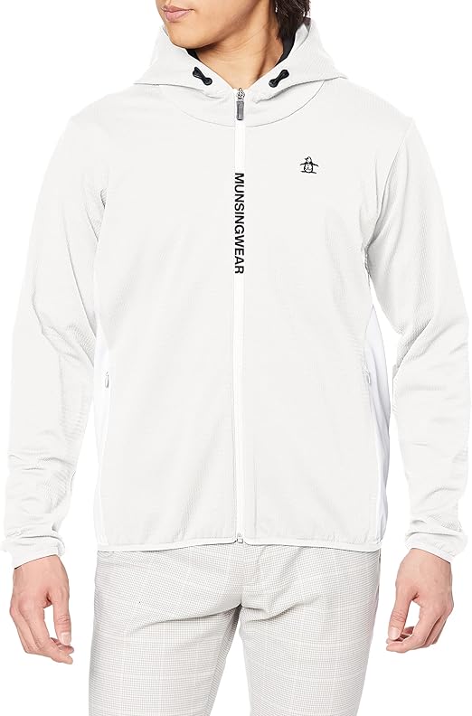 サイズ：M MUNSING WEAR マンシングウェア  フード付き 長袖ニットメッシュジャケット  ホワイト系 [240101482218] ゴルフウェア レディース ストスト MUNSING WEAR マンシングウェア フード付き 長袖ニットメッシュ