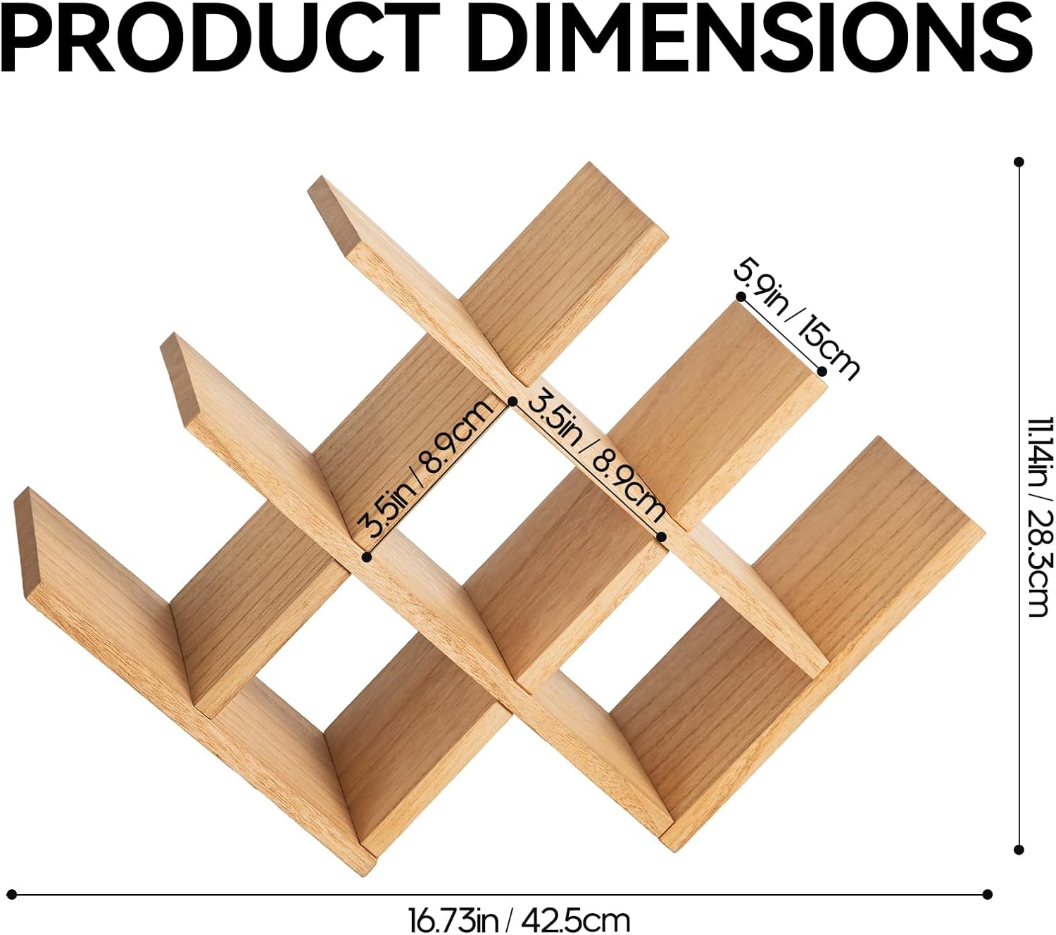 KIRIGEN Wooden 8-Bottle Wine Rack - 3-Tier Wood Wine Display Rack/Standing and Countertop Wine Storage Shelf - Bottle Holder/Cabinet Glass Rack Natural XHJJ3-NA - Image 6