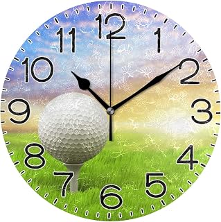 ALAZA Evening Golf Wall Clock Battery Operated Non Ticking Silent Quartz Analog Rustic Farmhouse Round Clock Retro Decor for Home Kitchen Living Room Bathroom