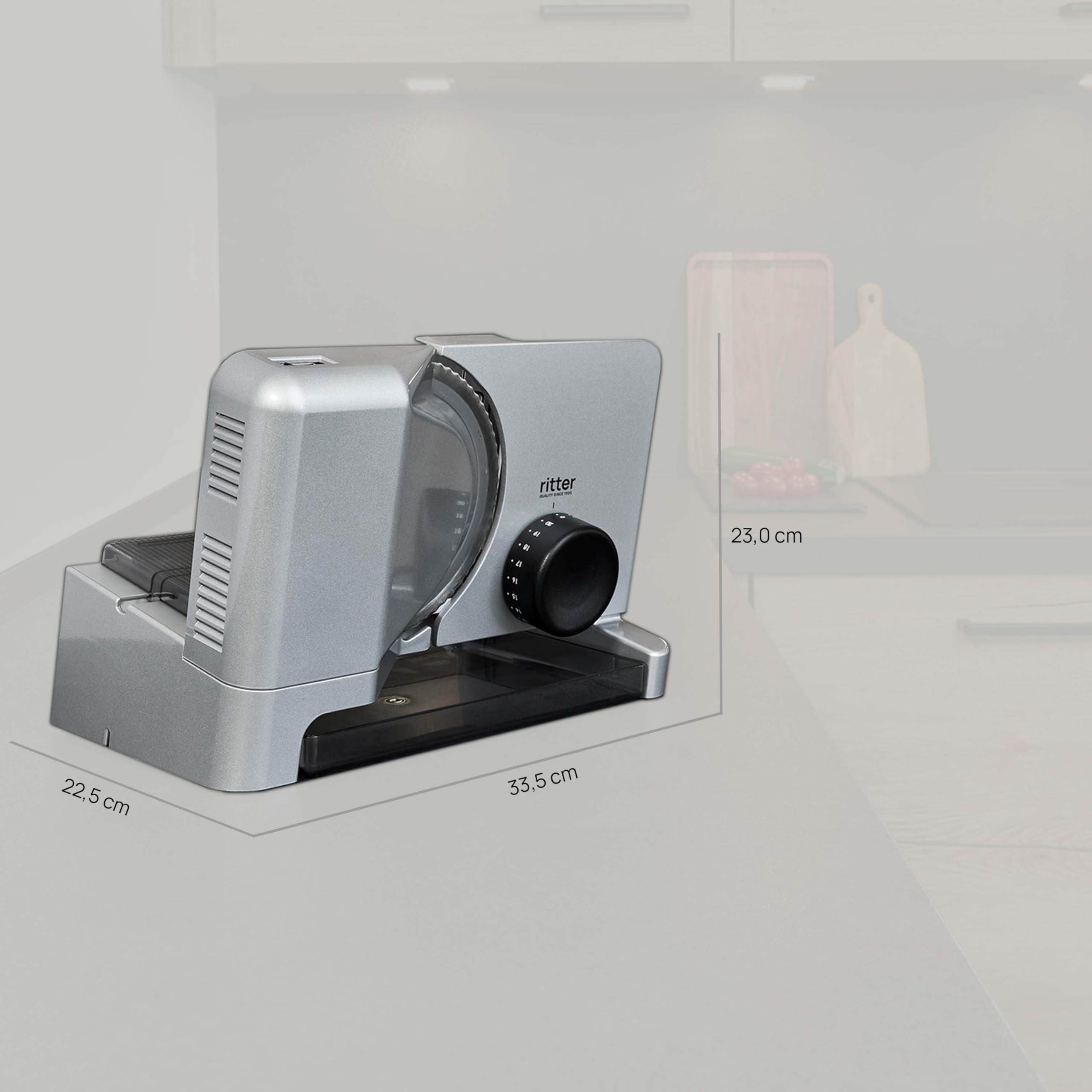 Ritter E 16 Elektrischer Allesschneider Brotschneidemaschine aus Metall ECO-Motor Made in Germany Silber