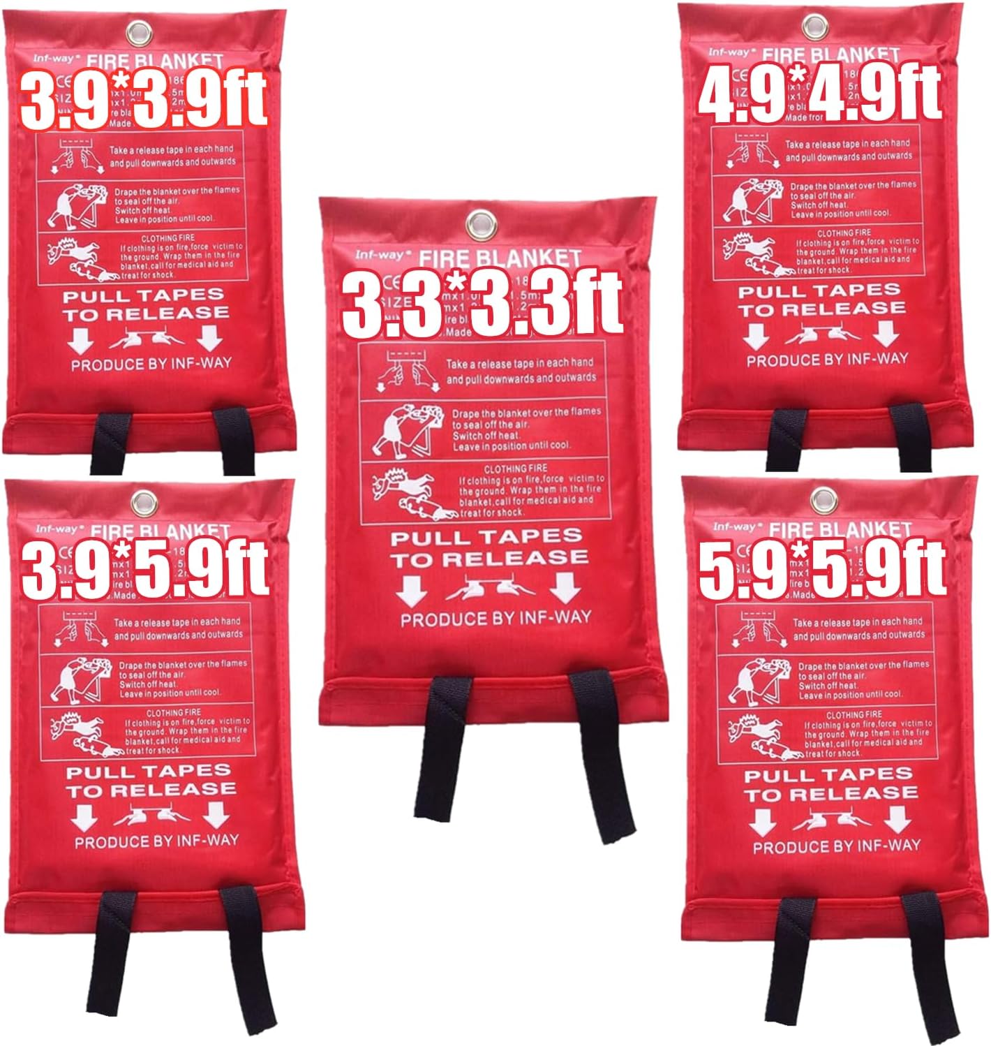 Inf-way Fire Blanket, 47.2''*47.2'' Fiberglass Fire Flame Retardent Emergency Surival Fire Shelter Safety Cover (M(47.2''*47.2''))