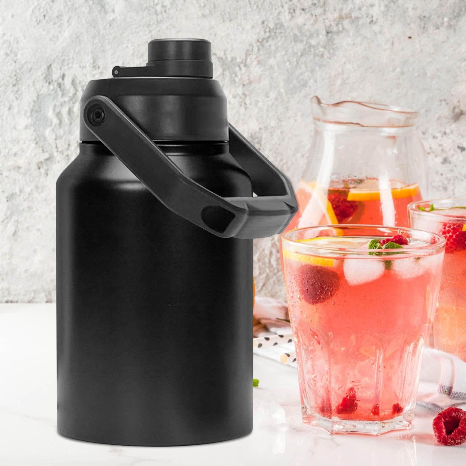 Jarra de Hielo | Jarra de vacío de acero inoxidable con aislamiento de | ancha | Botella de agua helada con aislamiento de vacío de hielo y ancha, de dos pisos