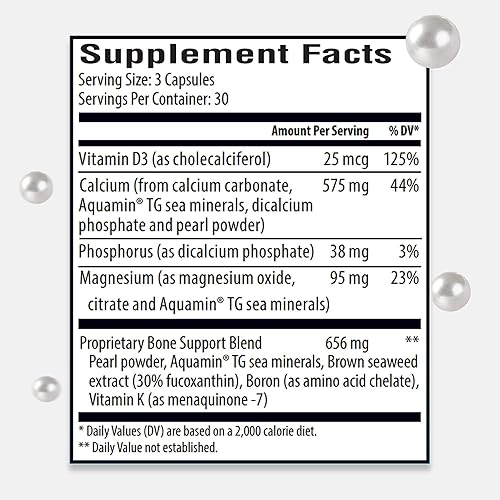 Miniatura 5 de Suplemento de densidad ósea de calcio marino, 3.5 veces perla, calcio absorbible y algas marinas islandesas, con magnesio, vitamina D3 K2 y más,