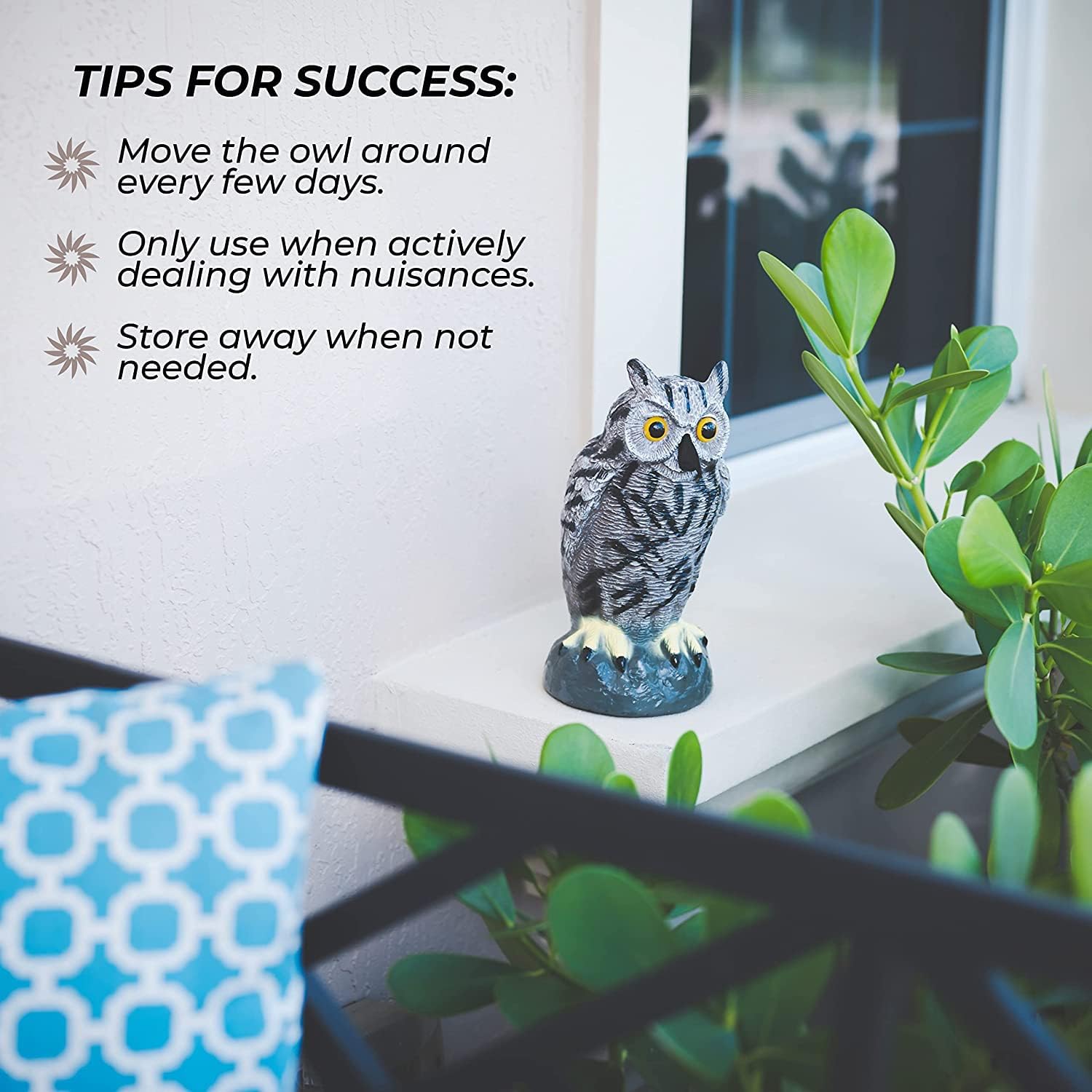 Galashield Owl Decoy | Plastic Owls to Scare Birds Away | Owl Statue for Garden & Outdoors - Pack of 3 - Image 6