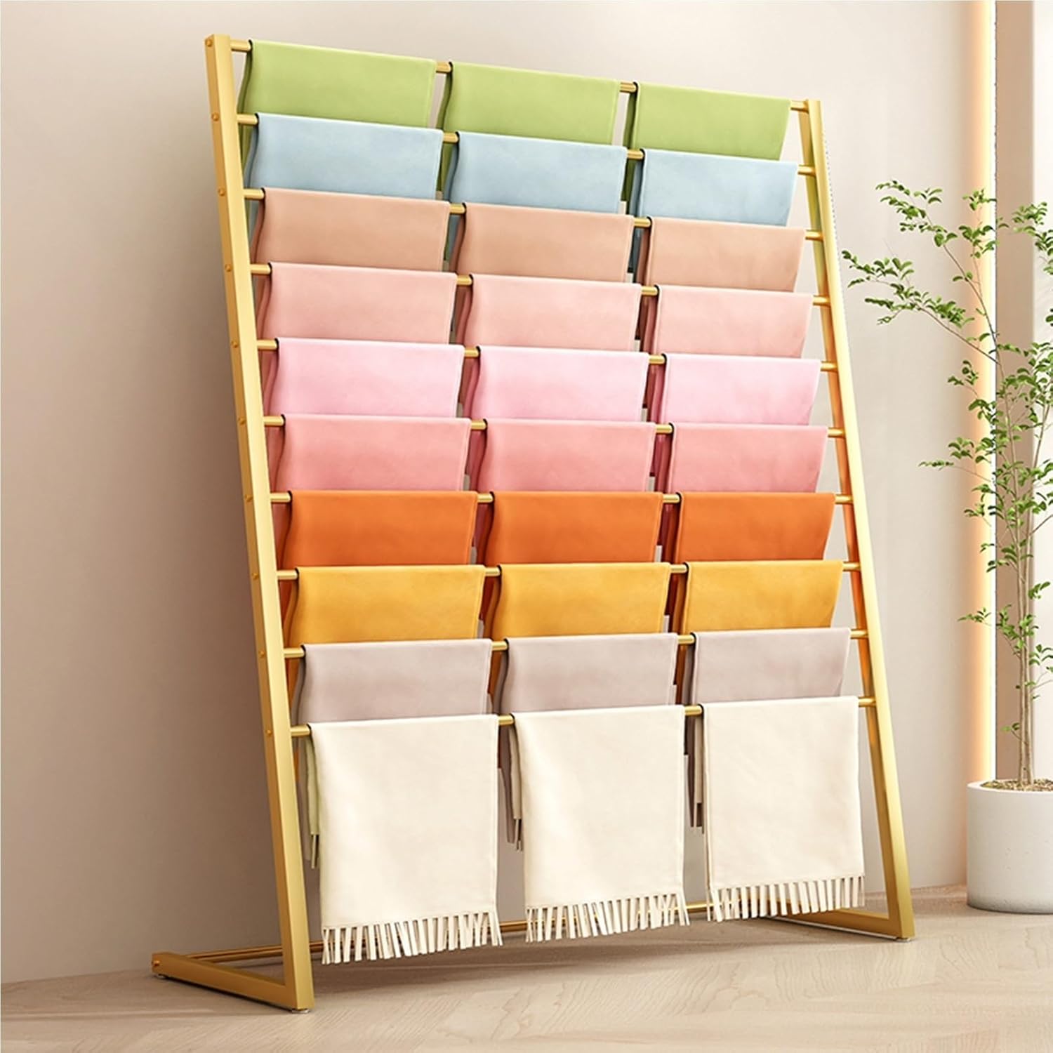 Scarf Display Stand - Floor Standing Suit Pants Rack - Sheets Hanging Organizer Shelf - Metal Hijab Hangers, Floor Standing Scarves Silk Scarf Rack, for Belt Suit Ties Hanging Rack (Color : F1, Size