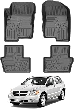 Mixsuper Floor Mats Compatible with 2007-2012 Dodge Caliber / 2007-2017 Jeep Patriot/Compass Old Body Style All Weather Floor Liners 1st & 2nd Row Set Black