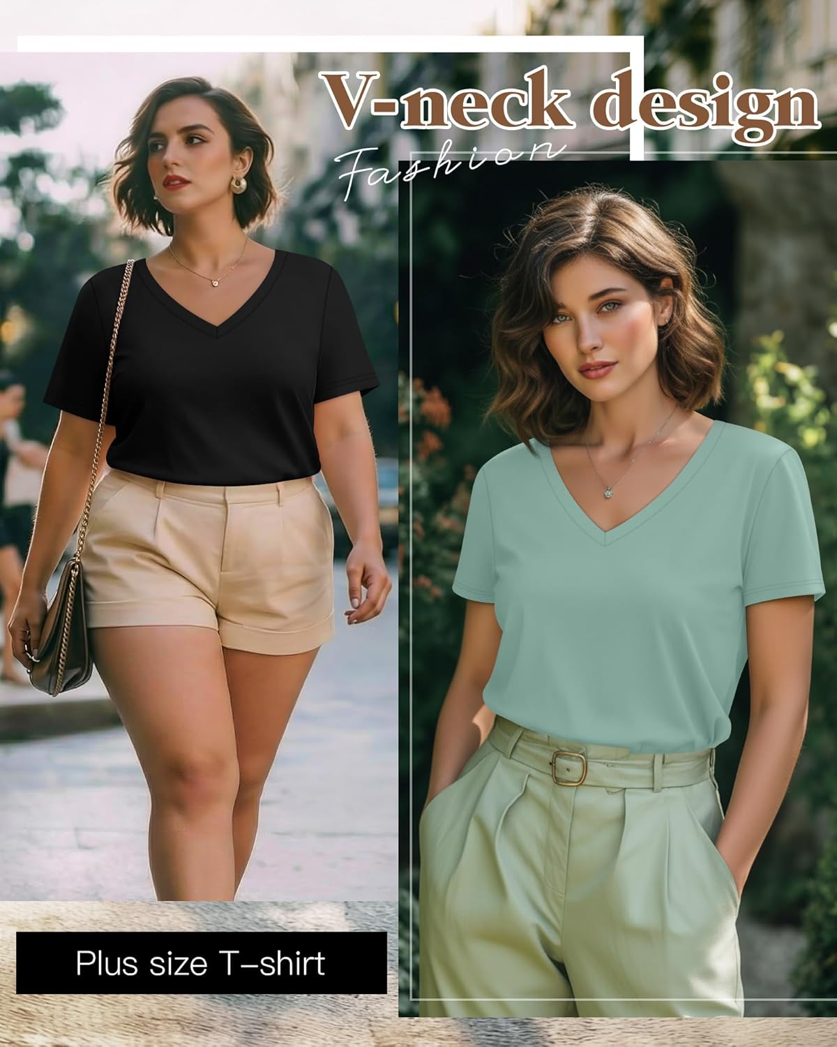 3 Pack Women's Plus Size T-Shirts, V Neck Short Sleeve Shirts Loose Fit Curved Hem Tees Casual Swing Tops - Image 4