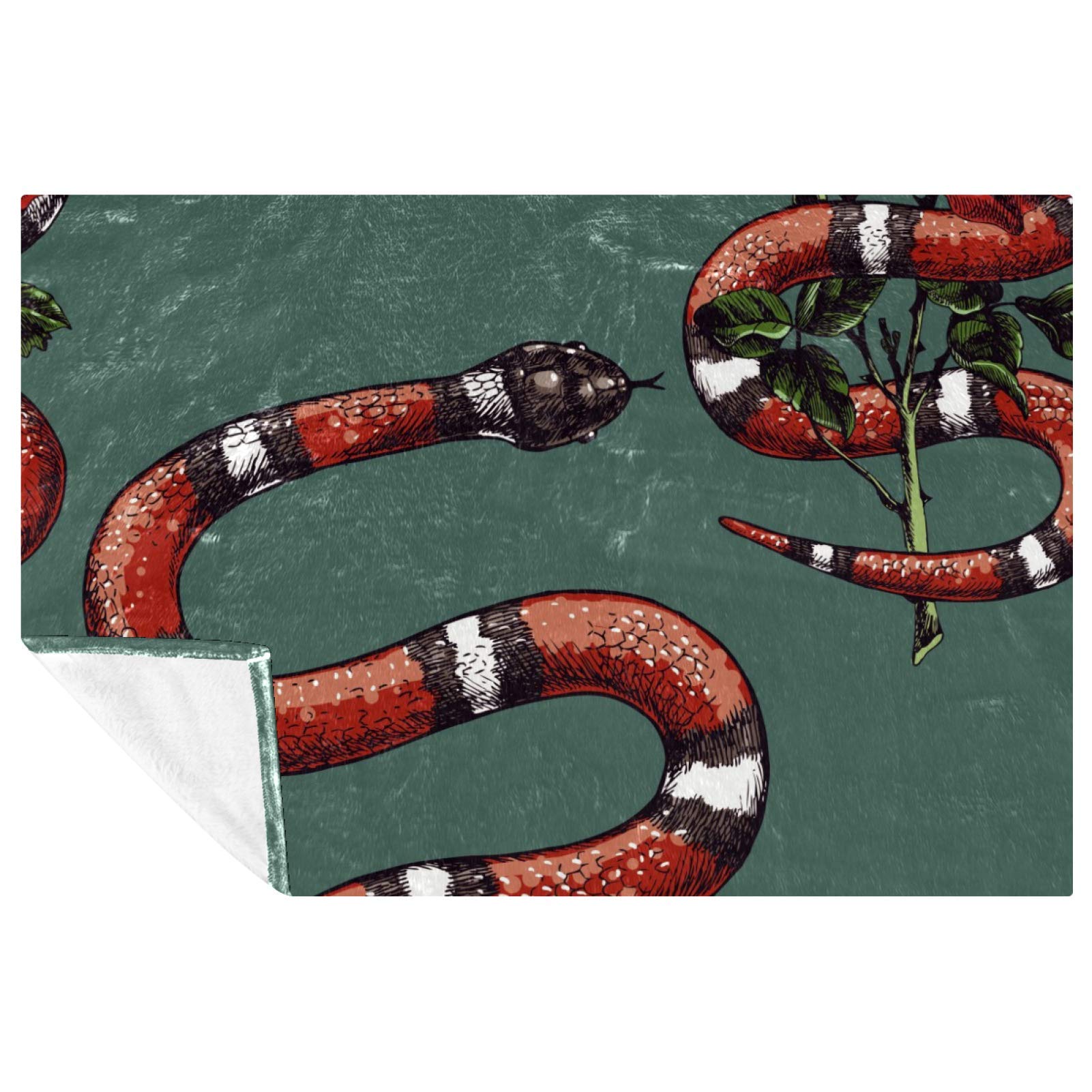 Couverture chaude design serpent rouge, jeté de lit aux finitions soignées