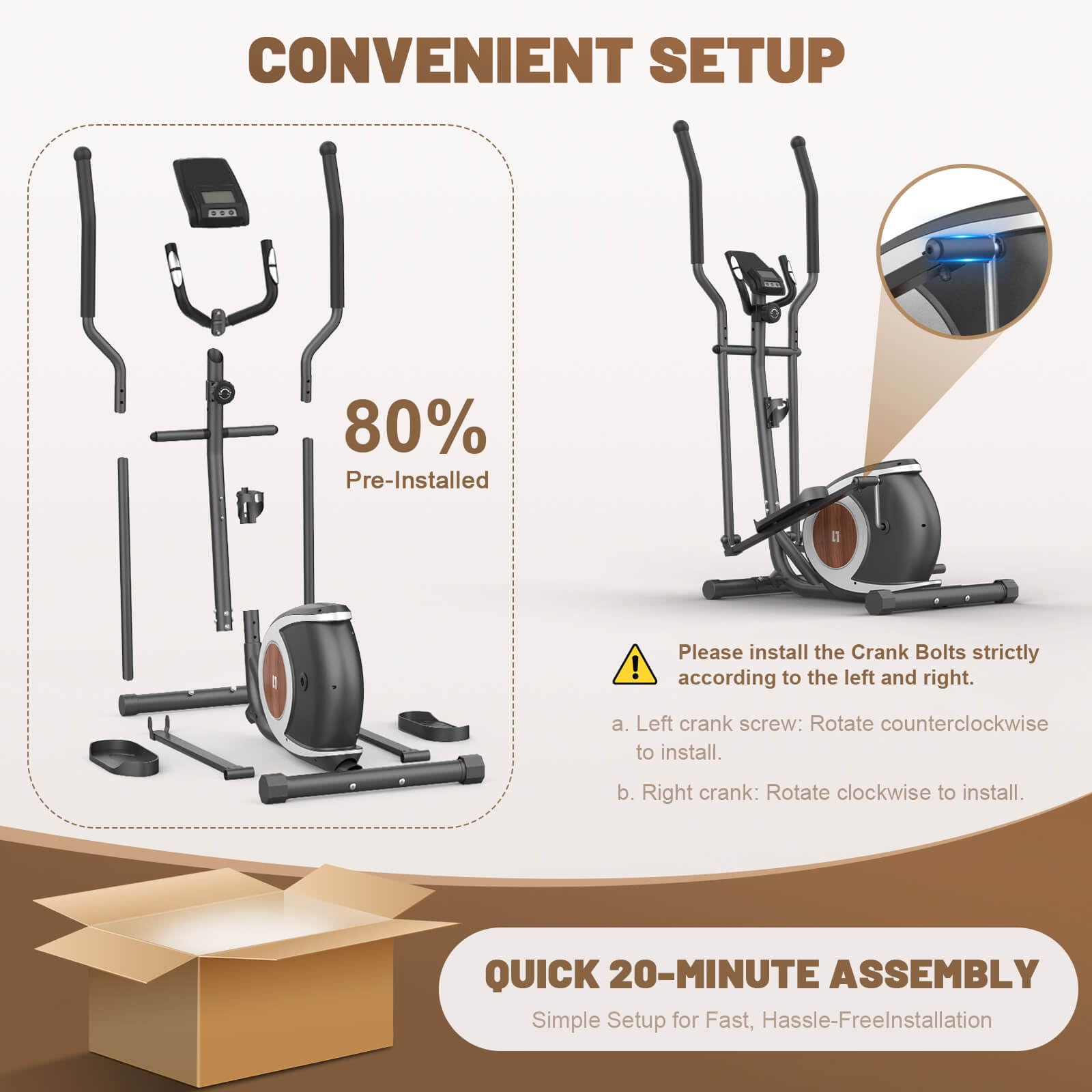 Crosstrainer für Zuhause, 16 Widerstandsstufen Ellipsentrainer mit Bluetooth APP-Connect und LCD-Display, Pulsmessung, Heimfitness Elliptical Stepper
