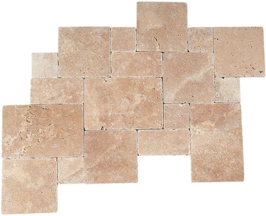 Travertine Inca Brown Blended Paredon Pattern Natural Stone Floor and ...