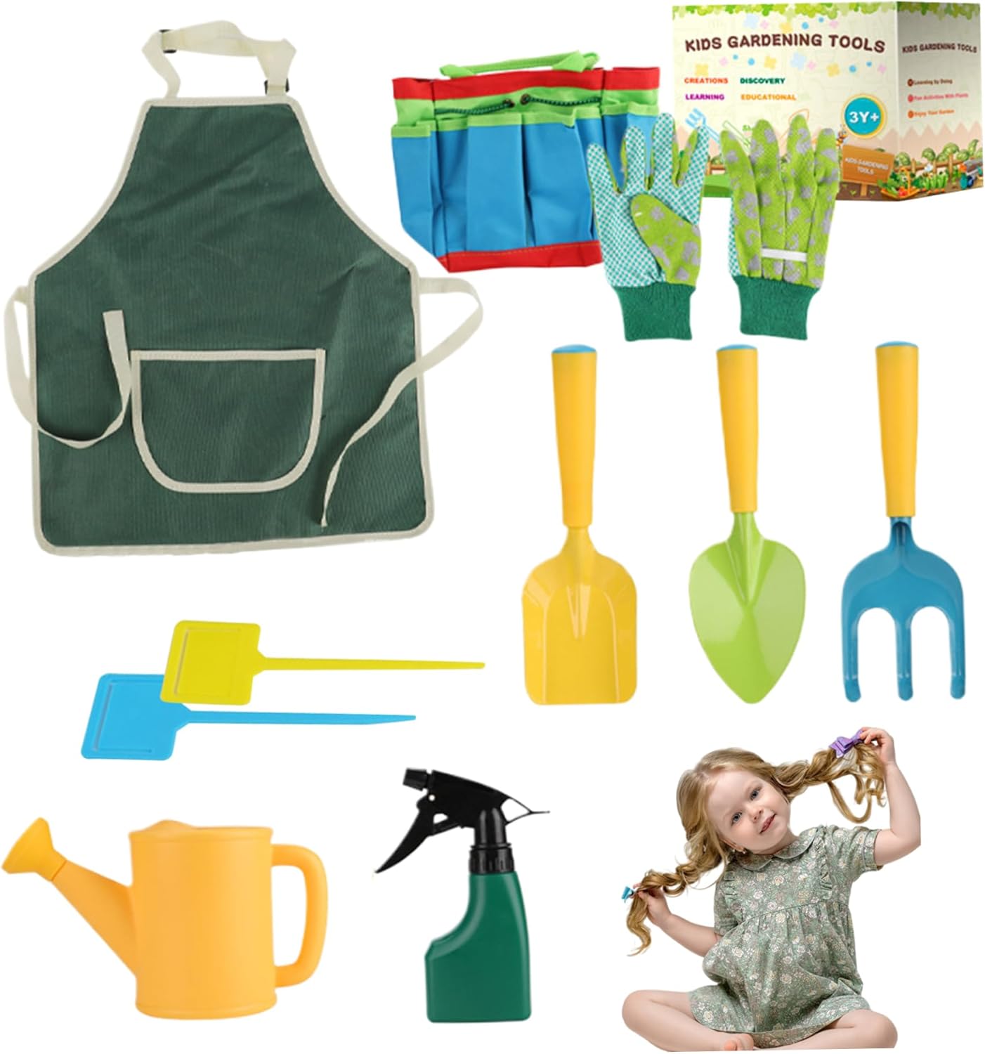Kids Gardening Set 20Pcs/Set Mini Ergonomic Toddler Gardening Portable Vibrant Rounded Corner Educational Kids Tools for Outdoor Tools
