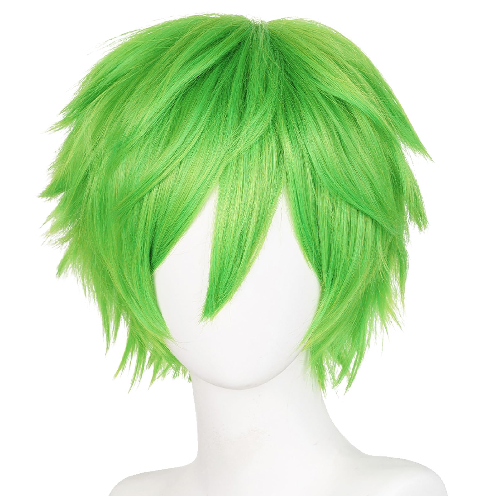 Max Beauty Unisex Green Wig, Anime Short Cosplay Wigs With Bangs Heat Resistant Hair for Party and Halloween for Gift + Free Cap