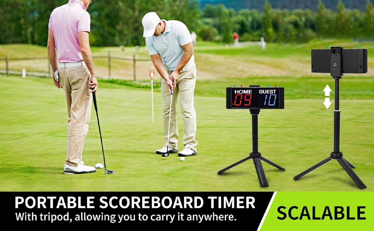 Scoreboard Keeper with Remote Control Stand Outdoor Battery Powered Countdown up Four Modes Cornhole Volleyball Air Hockey Table Tennis Basketball