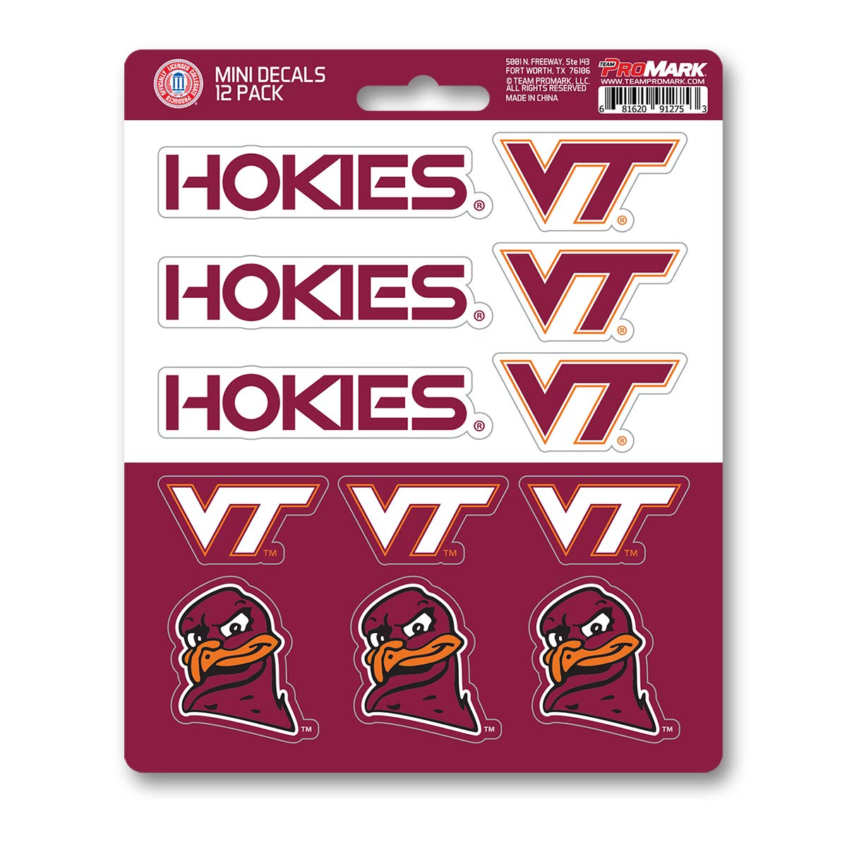 Fanmats NCAA Unisex-Teen Decal Set Mini 12 Pack