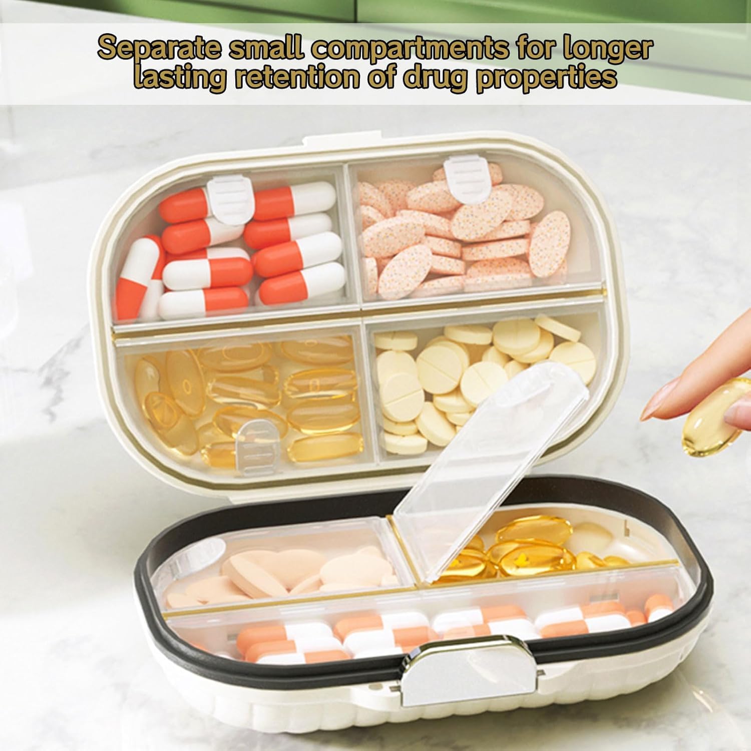 MVM Enterprise Travel Pill Box, Portable Pill Box with 7 Compartments, Moistureproof Travel Pill Organiser, 7 Day Pocket Pharmacy Small Daily Pill Box for Travel 2