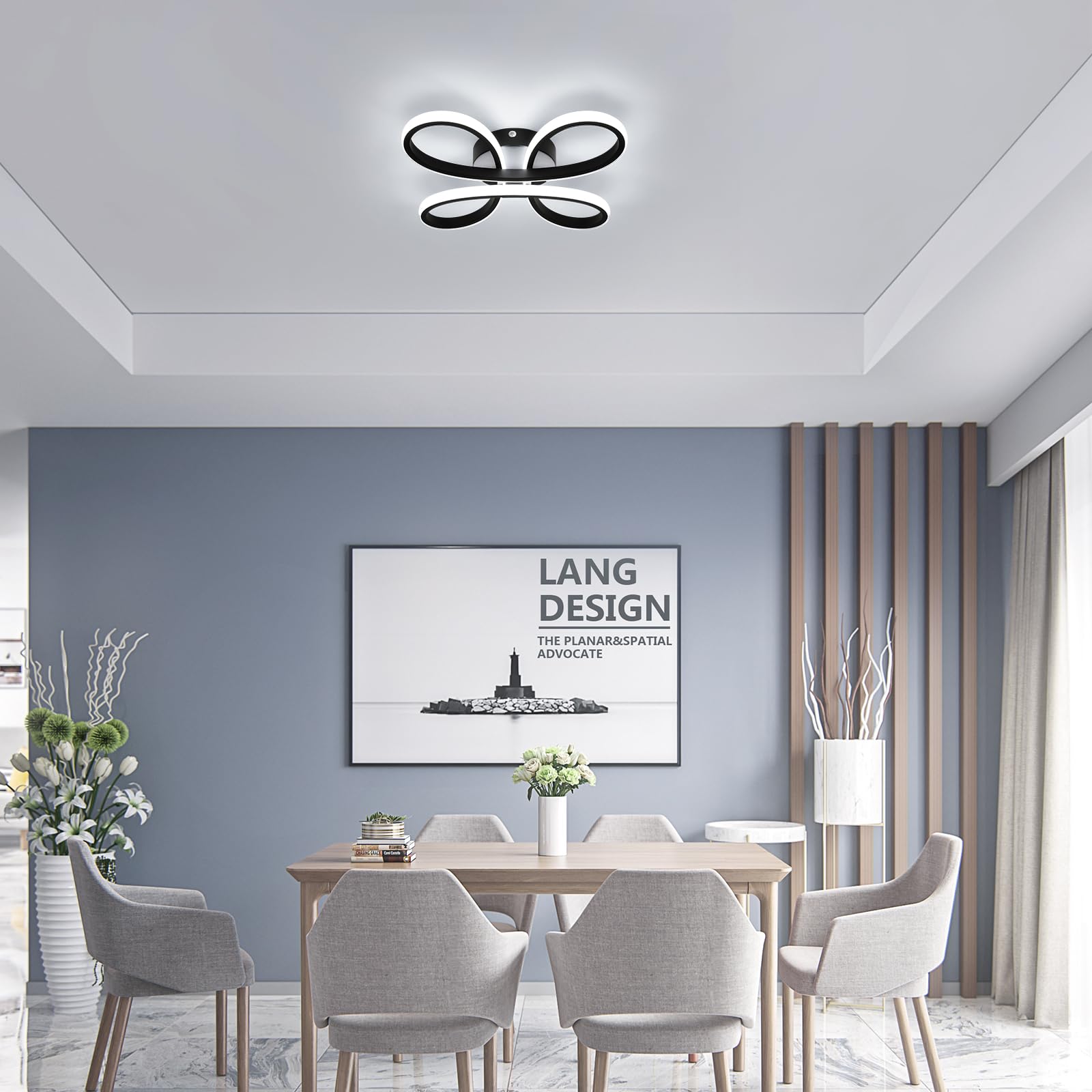 Comely Nowoczesny Plafon LED, Lampa Sufitowa 30W 3375LM, Oprawa Sufitowa W Kształcie Kwiatu Do Korytarza, Balkonu, Sypialni, Salonu, Jadalni, Białe Światło 6500K, 30cm, Czarny