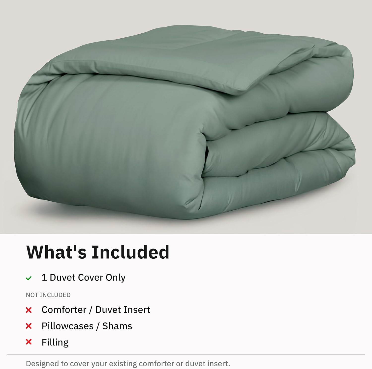 California Design Den Luxury Twin XL Duvet Cover, Sage Green image 3