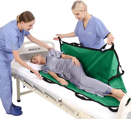 Miniatura 22 de Almohadilla de cama multiusos de 55 x 36 pulgadas con asas reforzadas, sábana para paciente reutilizable y lavable para girar, levantar y Negro