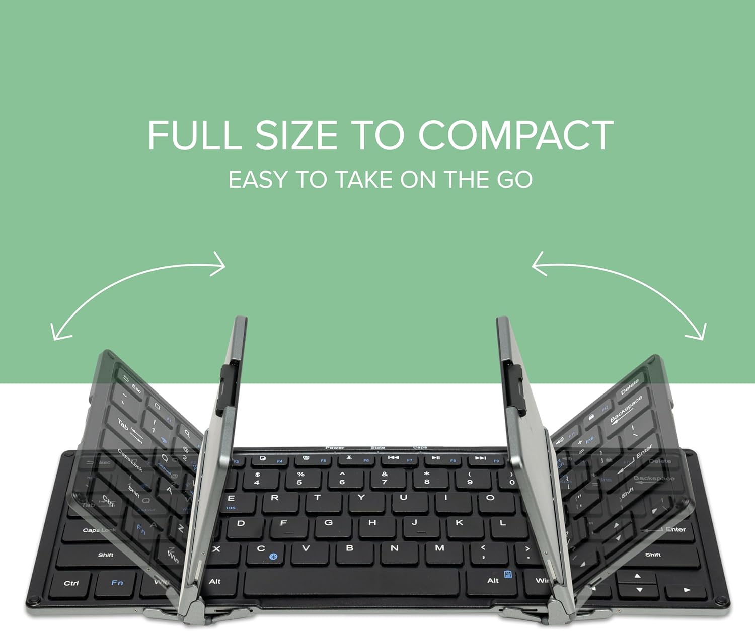 Plugable Foldable Bluetooth Keyboard for iPad, iPhones, Android, and Windows, Full-Size Multi-Device Keyboard, Wireless and Portable with Included Stand (11.5 inches) Upgraded Version of BT-KEY3