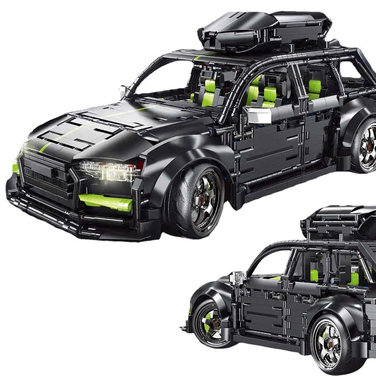 Supersportwagen Bausteine Sets für RS6, 2896 Klemmbausteine Supersportwagen Modell Bausteine Set, 1:10 MOC Sportwagen Modell Spielzeug Kompatibel mit Andere Marken(Box Nicht im Lieferumfang enthalten)