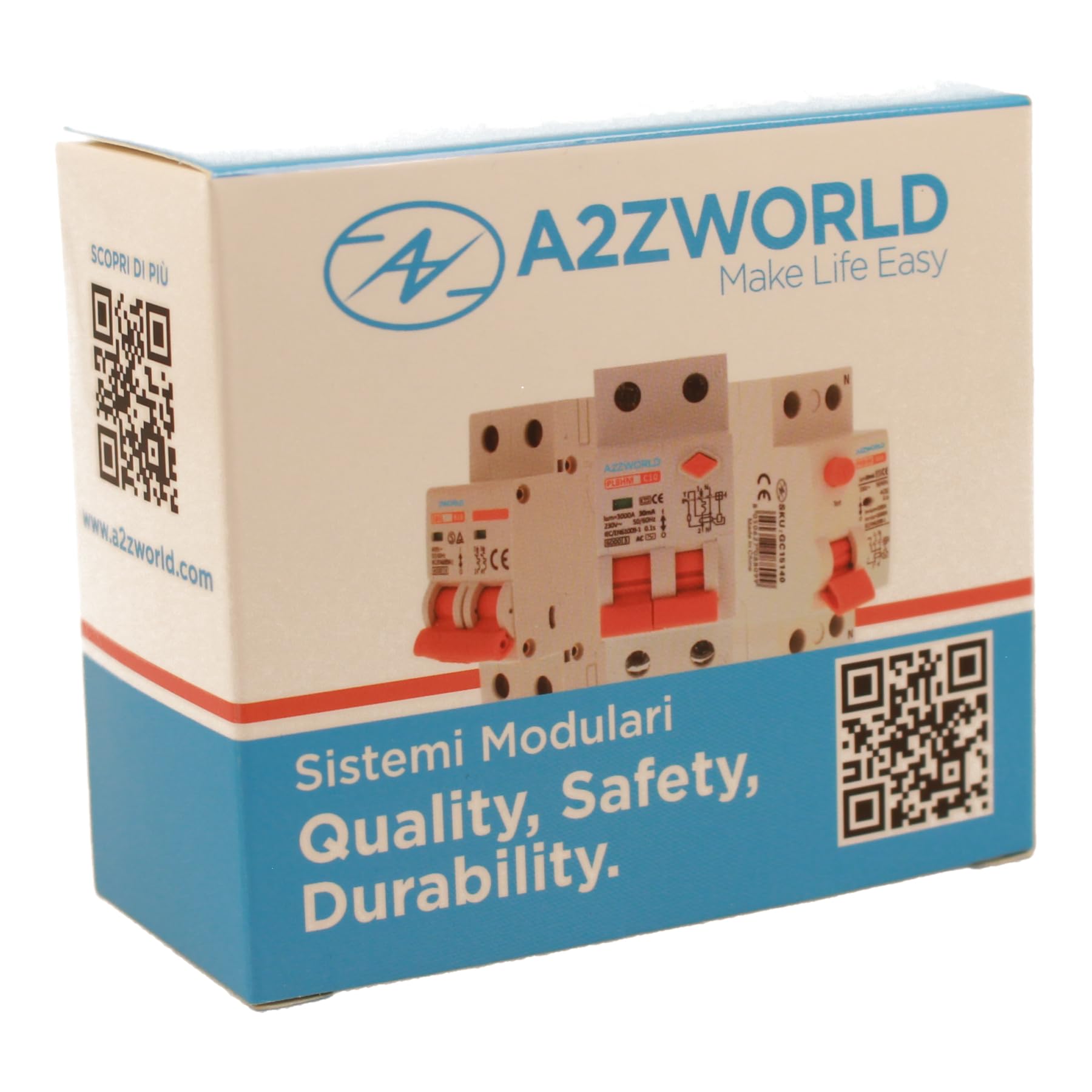 Interrupteur Différentiel Magnétothermique Type A 32A B32, RCBO Bipolaire 2P Vrai (NO 1P+N), Courbe B 6kA 30mA, Double Levier avec Diagnostic Visuel, 2 Modules DIN, Série PL8M2
