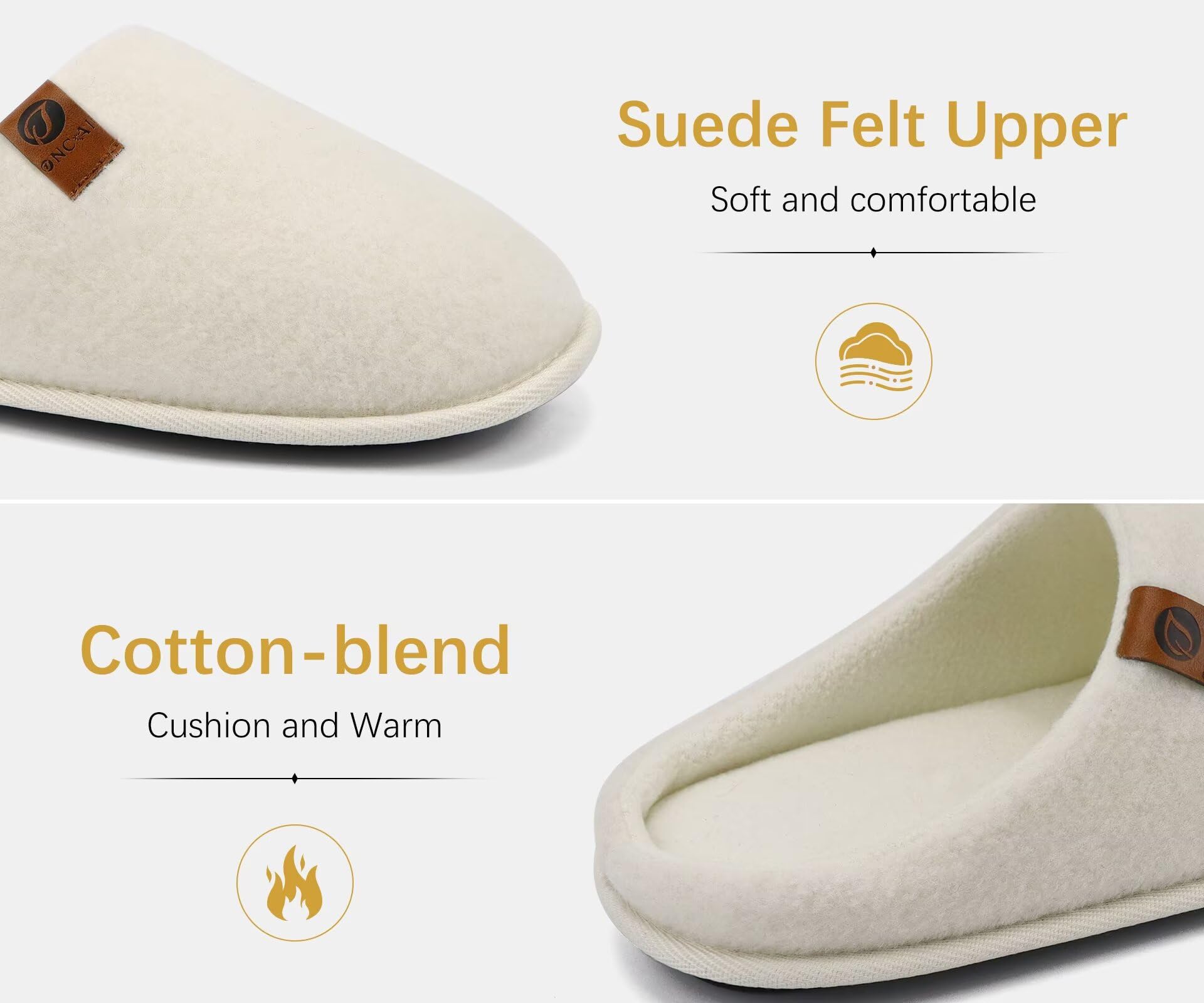 ONCAI Pantofole da Uomo Invernali, Comoda Memory Foam Calde Scarpe da Casa in Lana Con Suola Antiscivolo Taglia 40-49 EU