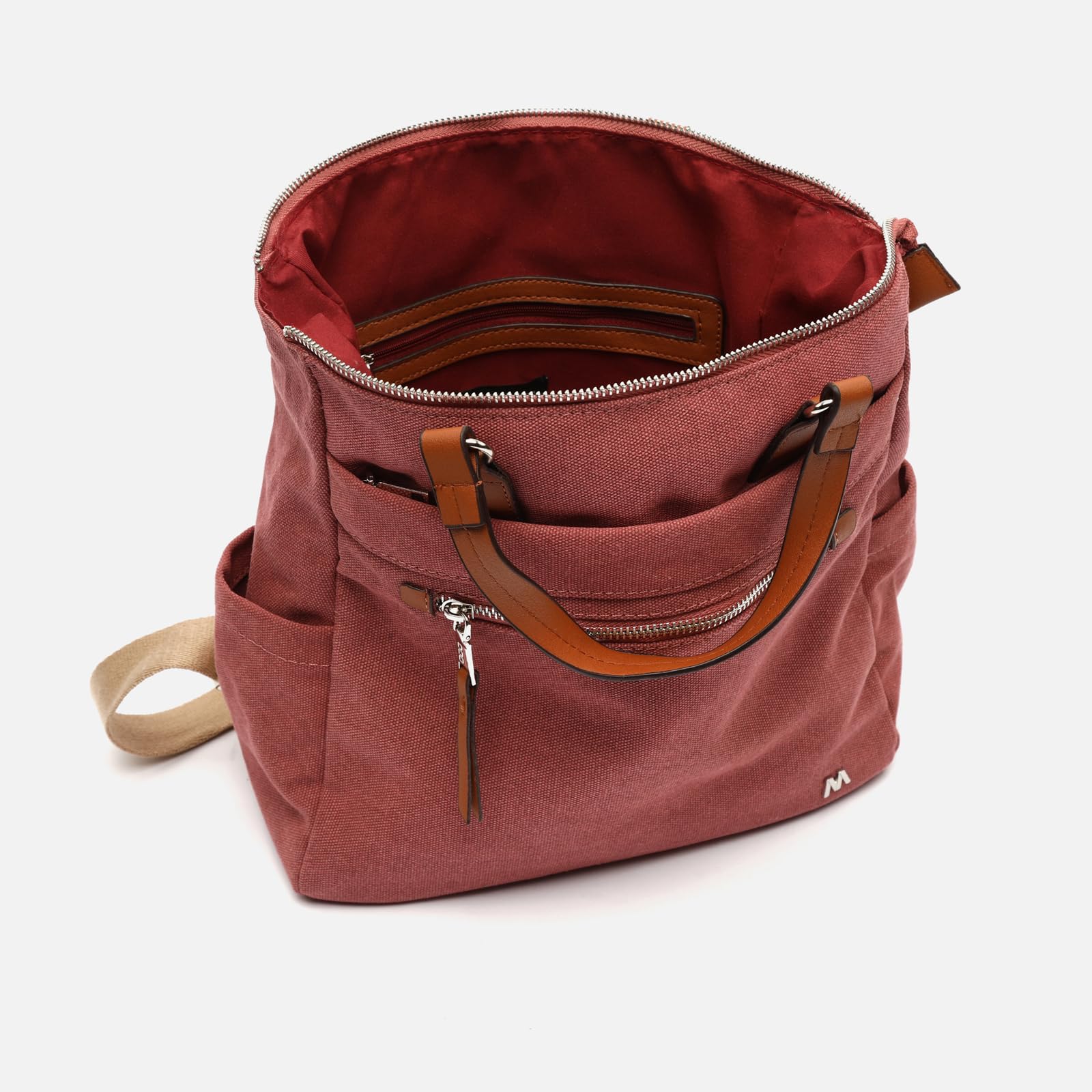 MISAKO Evolet mochila de tela con asa de mano Mujer - Evolet Rojo 30x28x13cm