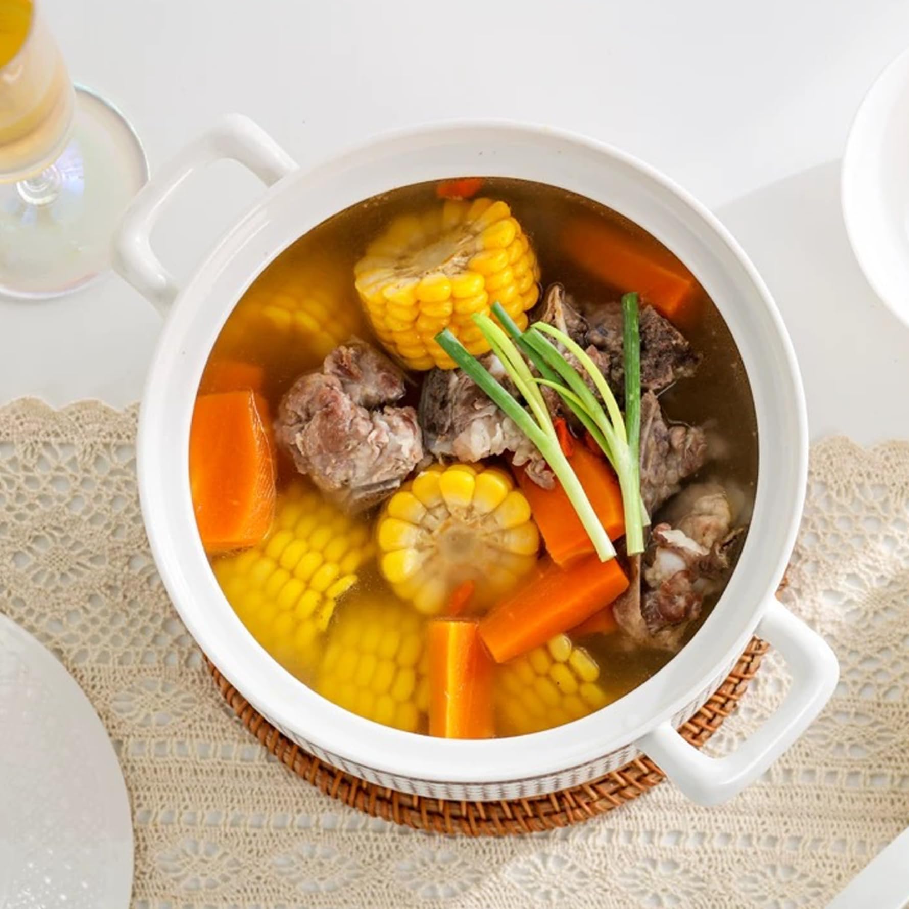 Générique Soupière Bol Avec Couvercle 3000 Ml De Soupe Tureen Avec Poignées Doubles Bol Avec Couvercle Et Anneau Rond À Soupe En Céramique Service Pour La Cuisine Ustensile Ustensile Accessoire