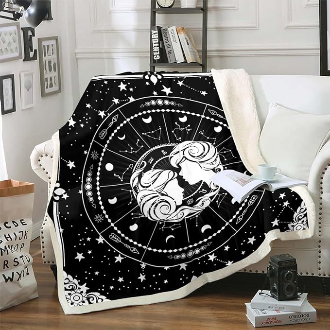 Erosebridal Gemini Gifts for Women, 12 Constellation Zodiac Sign Throw Blanket Gemini Birthday Decorations Fuzzy Blanket, Gothic Gifts Psychedelic Boho Celestial Astrology Decor Blanket 60''X80''