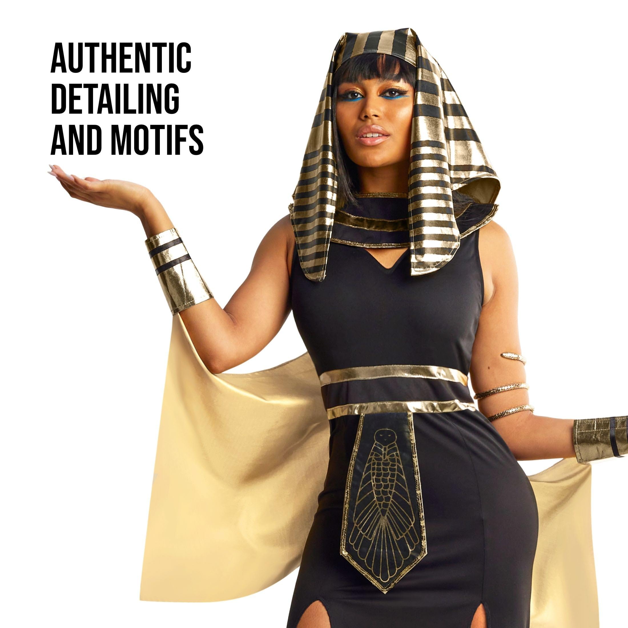 Morph Disfraz Cleopatra Mujer, Traje Diosa Egipcia con Accesorios, Disfraces para Carnaval y Halloween