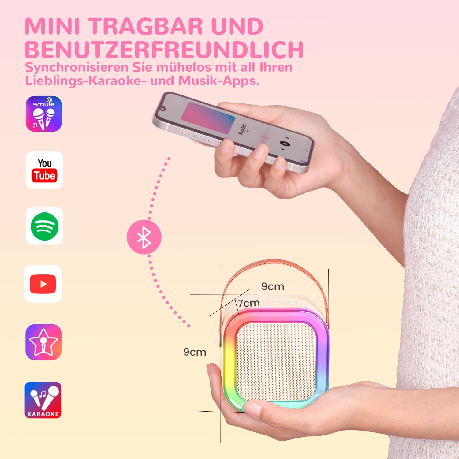 Karaoke Maschine Kinder mit 2 Karaoke Mikrofon Kinder: [Neueste] Mini Karaoke Maschine - Karaoke Anlage mit 2 Mikrofonen -Musikinstrumentzubehör Box - Geschenke für Mädchen Kinder Spielzeug 3-12 Jahre