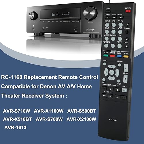 Miniatura 2 de Nuevo RC-1168 Reemplazo AV Control remoto apto para Denon AVR-S710W AVR-X1100W AVR-S500BT AVR-X510BT AVR-S700W AVR-X2100W AVR-1613 AV AV Sistema