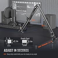 Vista 7 de FIFINE Micrófono USB de condensador de estudio, kit de micrófono para computadora con brazo de brazo ajustable, soporte de choque para instrumentos