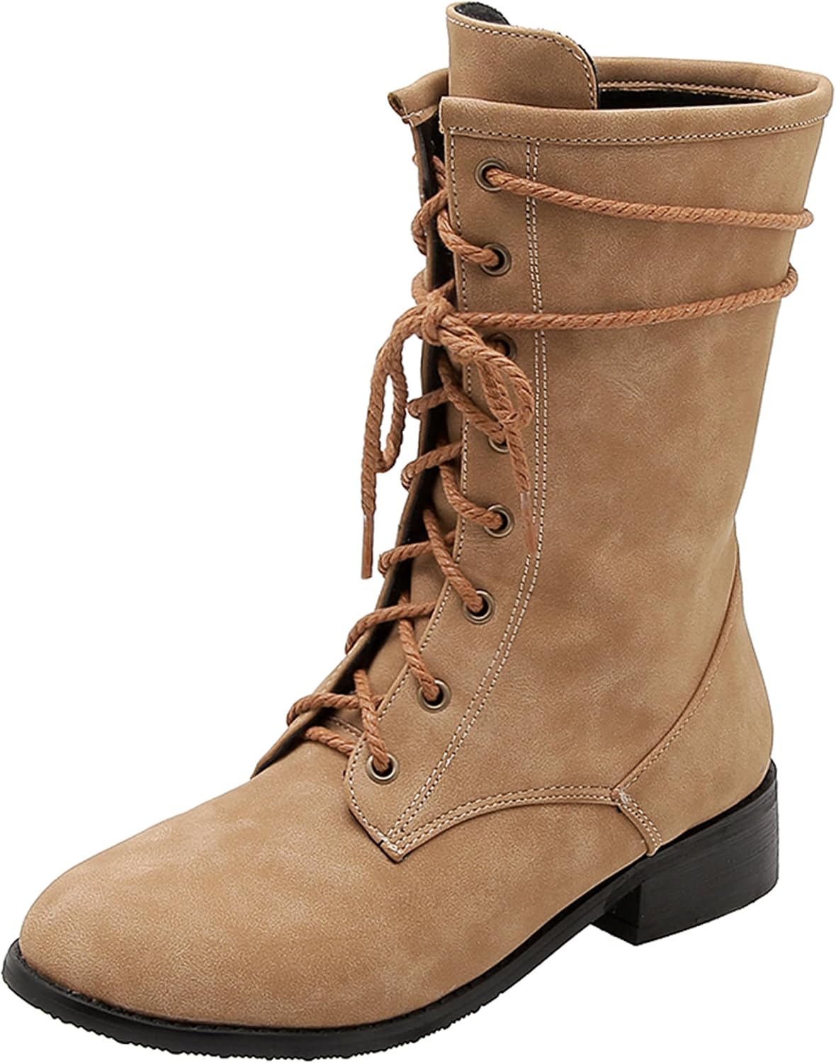 Women Outdoor Lace Up Mid Calf Military Boots