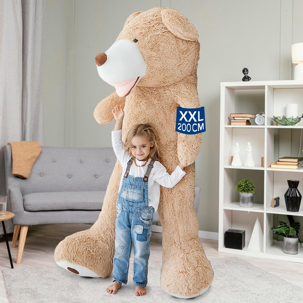 MKS Orsacchiotto XXL 200 cm – enorme peluche morbido da coccolare – morbido orsetto gigante come regalo per bambini, fidanzate e ragazzi – perfetto per compleanno, San Valentino e Natale